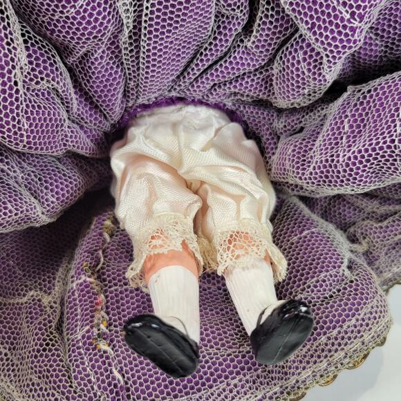 Vintage 7"  Folk Doll with Purple Velvet Dress and Lace Details - Picture 11 of 13